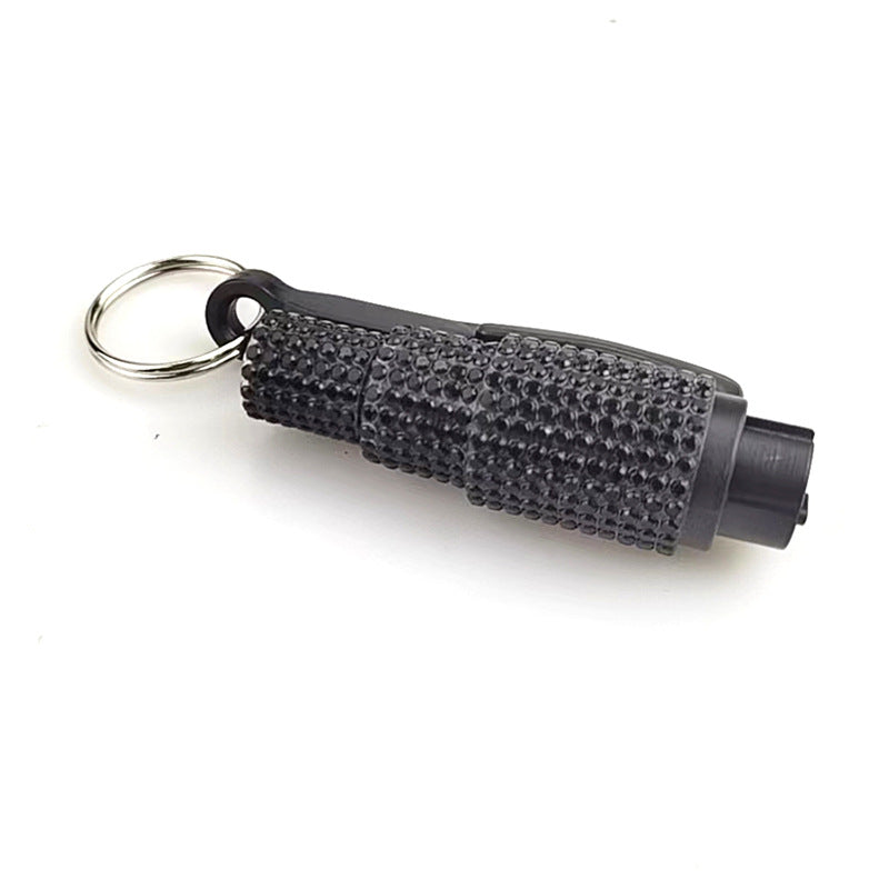 Wholesale Leopard Print Car Key Life Hammer with Diamond Car Plastic Keychain